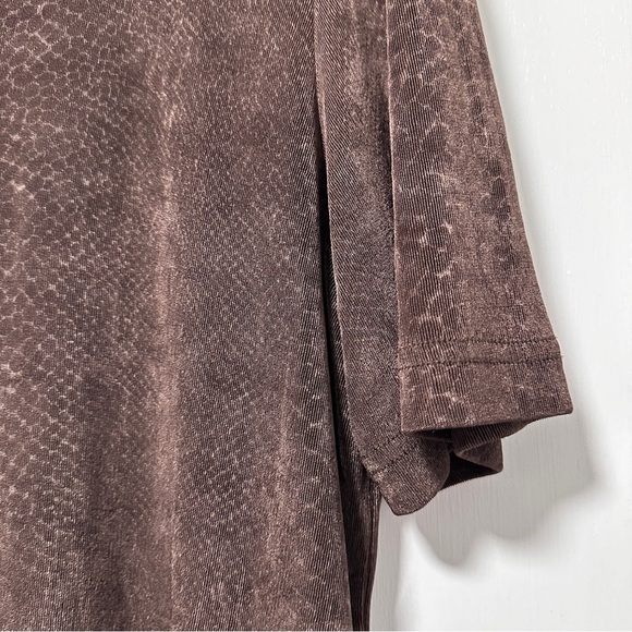 Vintage 90s Rabbit Rabbit Rabbit Designs Brown Snake Print Stretch Shirt Size 16 - Picture 5 of 16